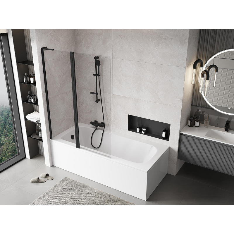 Mexen Mist L διπλή πόρτα μπάνιου 110 x 150 cm, διαφανής, μαύρη - 8A9L-120-011-70-00