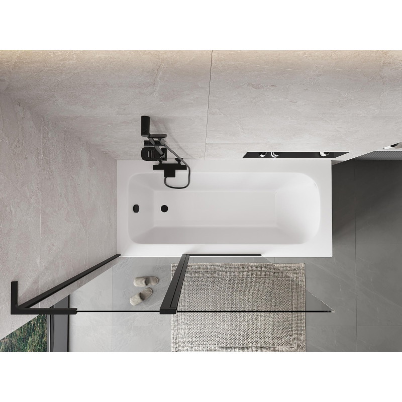 Mexen Mist L 2-osaline vanni sein 120 x 150 cm, läbipaistev, must - 8A9L-120-011-70-00