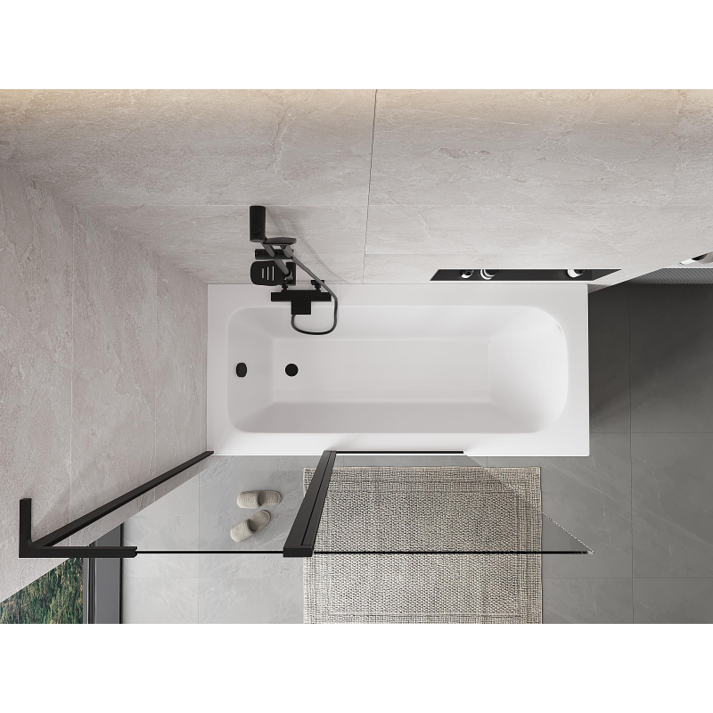 Mexen Mist L paratia da vasca da bagno a 2 ante 120 x 150 cm, trasparente, nero - 8A9L-120-011-70-00