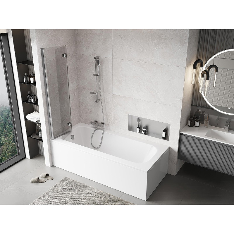 Mexen Mist paravan za kadu s dvostrukim krilom lijevi 80 x 150 cm, proziran, krom - 8A9-080-002-01-00-L