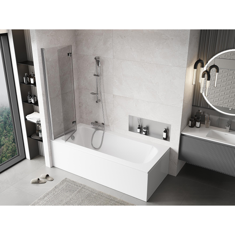 Mexen Mist paratia per vasca da bagno a 2 ante sinistra 100 x 150 cm, trasparente, cromo - 8A9-100-002-01-00-L