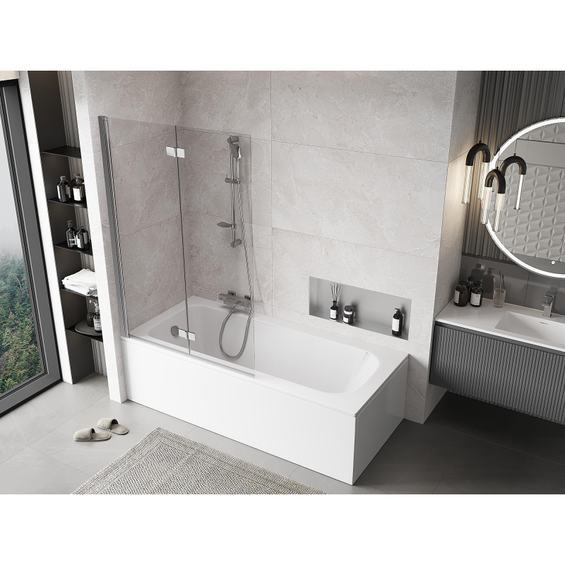 Mexen Mist paratia per vasca da bagno a due ante, sinistra, 110 x 150 cm, trasparente, cromo - 8A9-110-002-01-00-L