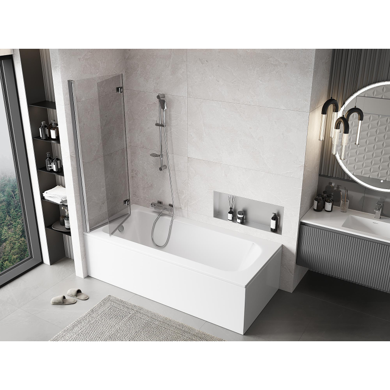 Mexen Mist badscherm 2-delig links 110 x 150 cm, transparant, chroom - 8A9-110-002-01-00-L