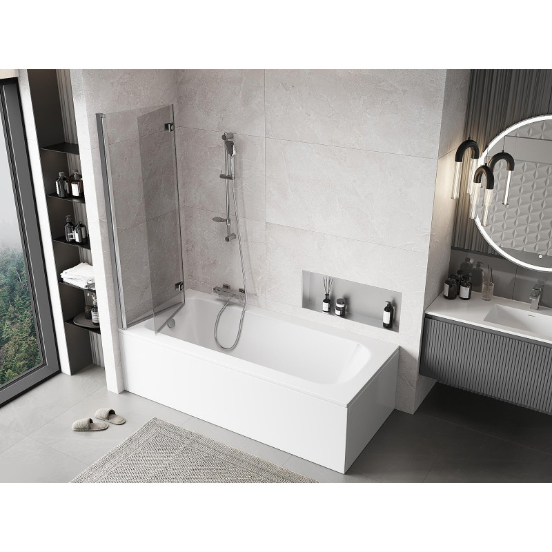 Mexen Mist dvokrilni lijevi zaslon za kadu 110 x 150 cm, proziran, krom - 8A9-110-002-01-00-L