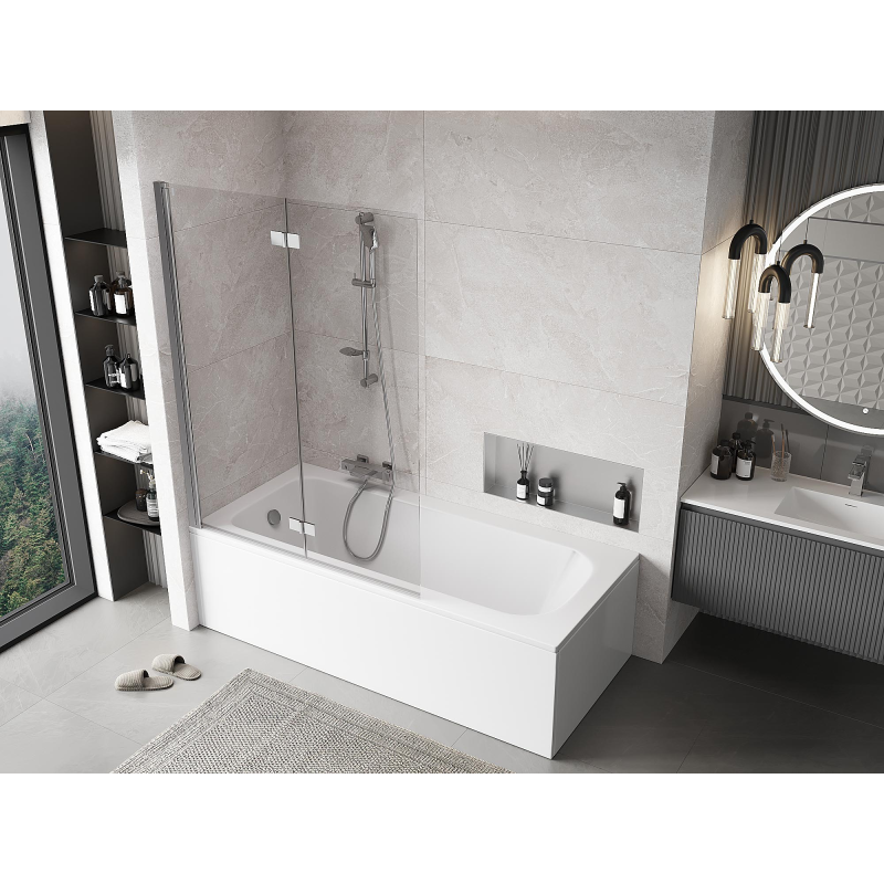 Mexen Mist paratia per vasca da bagno a 2 ante sinistra 120 x 150 cm, trasparente, cromo - 8A9-120-002-01-00-L