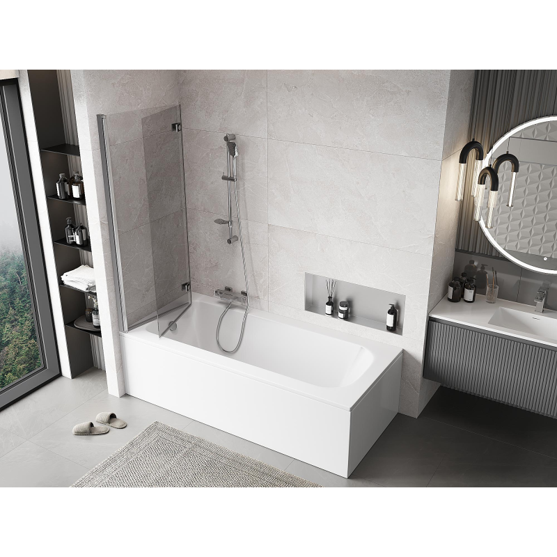 Mexen Mist paratia per vasca da bagno a 2 ante sinistra 120 x 150 cm, trasparente, cromo - 8A9-120-002-01-00-L