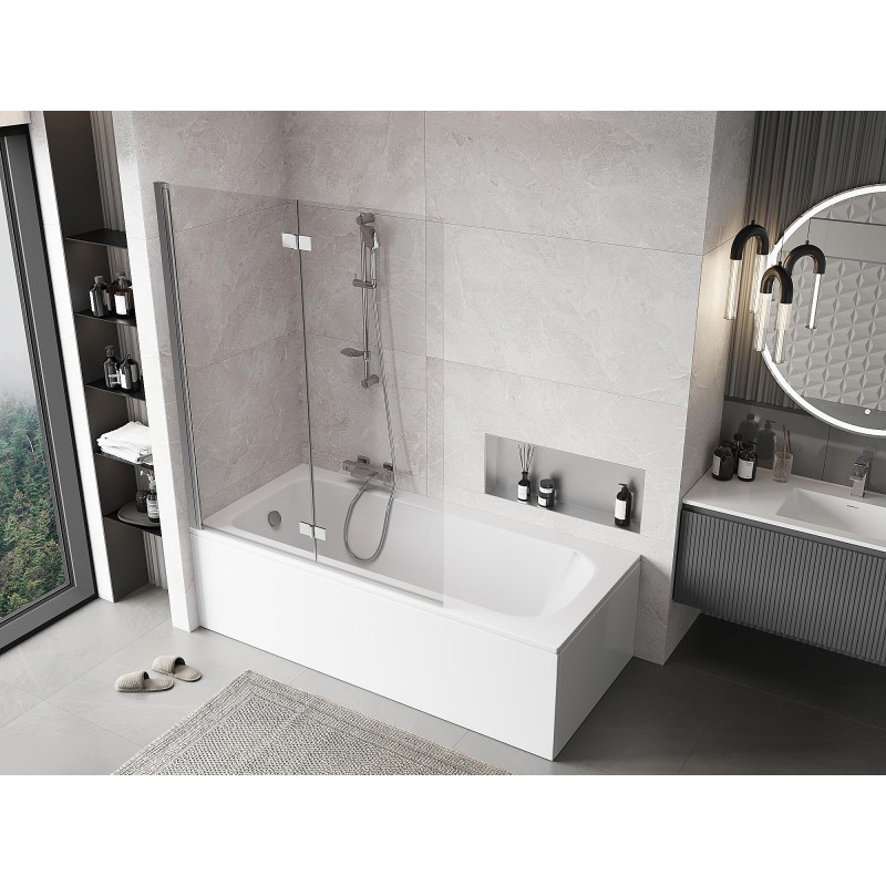 Mexen Mist 2-krilni lijevi paravan za kadu 130 x 150 cm, prozirni, krom - 8A9-130-002-01-00-L