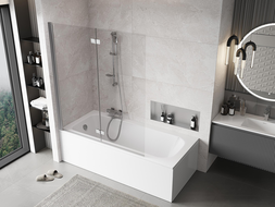 Mexen Mist badwand 2-delig links 140 x 150 cm, transparant, chroom - 8A9-140-002-01-00-L