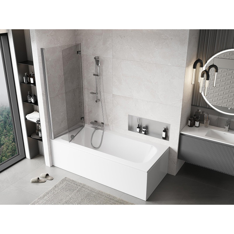 Mexen Mist kaheukseline vasak vannitoa paravana 140 x 150 cm, läbipaistev, kroom - 8A9-140-002-01-00-L