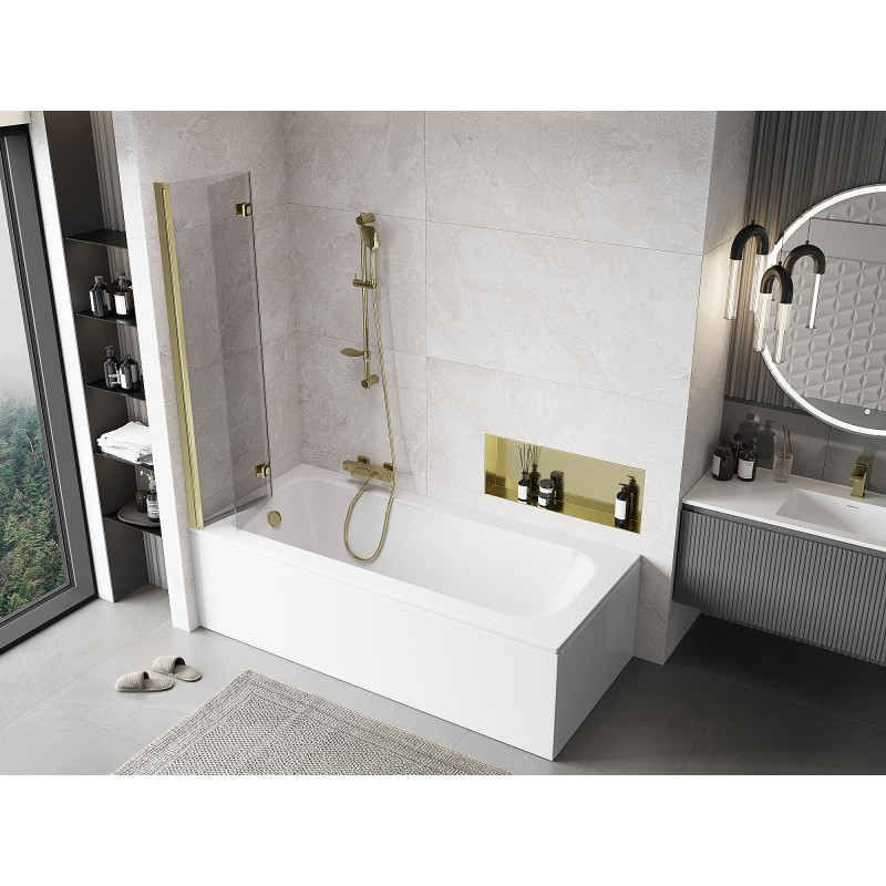 Mexen Mist 2-panel left shower screen 80 x 150 cm, transparent, gold - 8A9-080-002-50-00-L