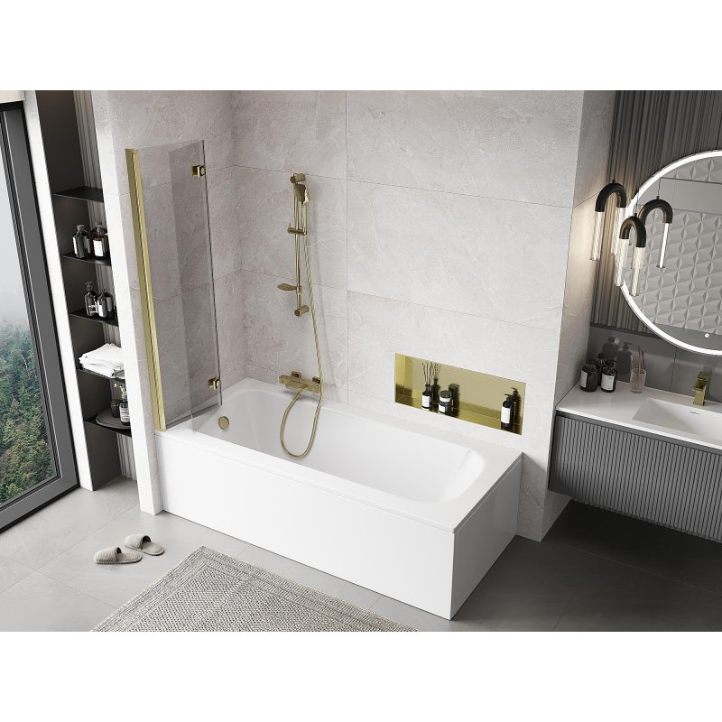 Mexen Mist paroi de douche 2 volets gauche 80 x 150 cm, transparent, doré - 8A9-080-002-50-00-L