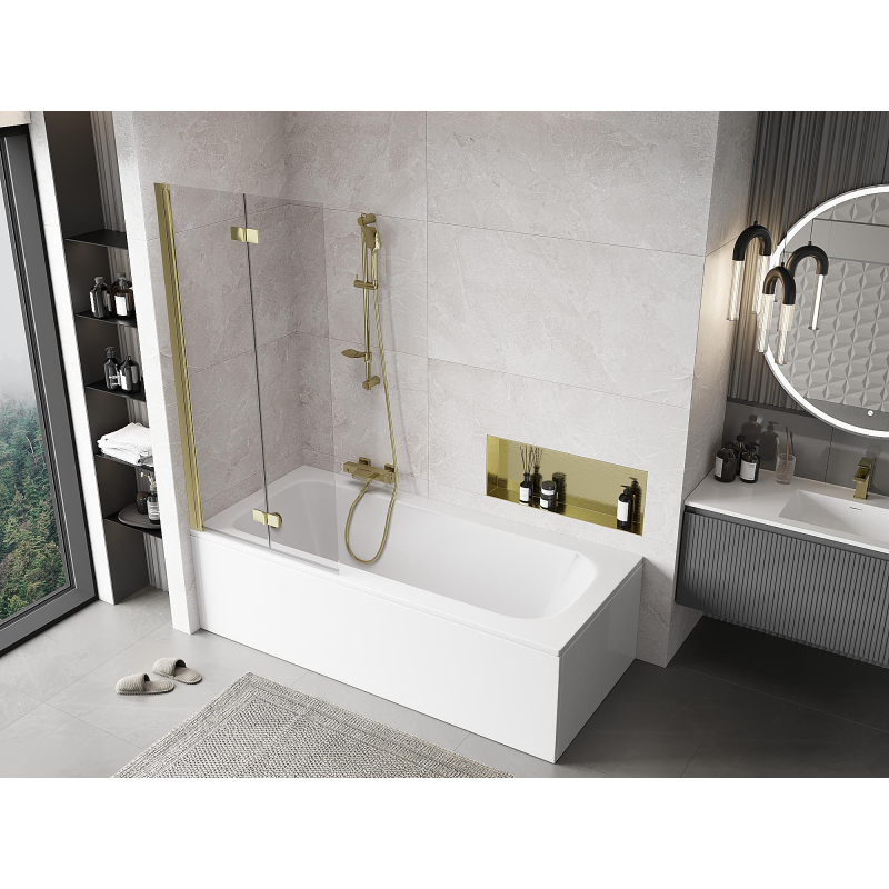 Mexen Mist paroi de douche 2 volets gauche 80 x 150 cm, transparent, doré - 8A9-080-002-50-00-L