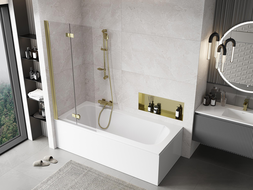 Mexen Mist paroi de douche 2 volets gauche 80 x 150 cm, transparent, doré - 8A9-080-002-50-00-L