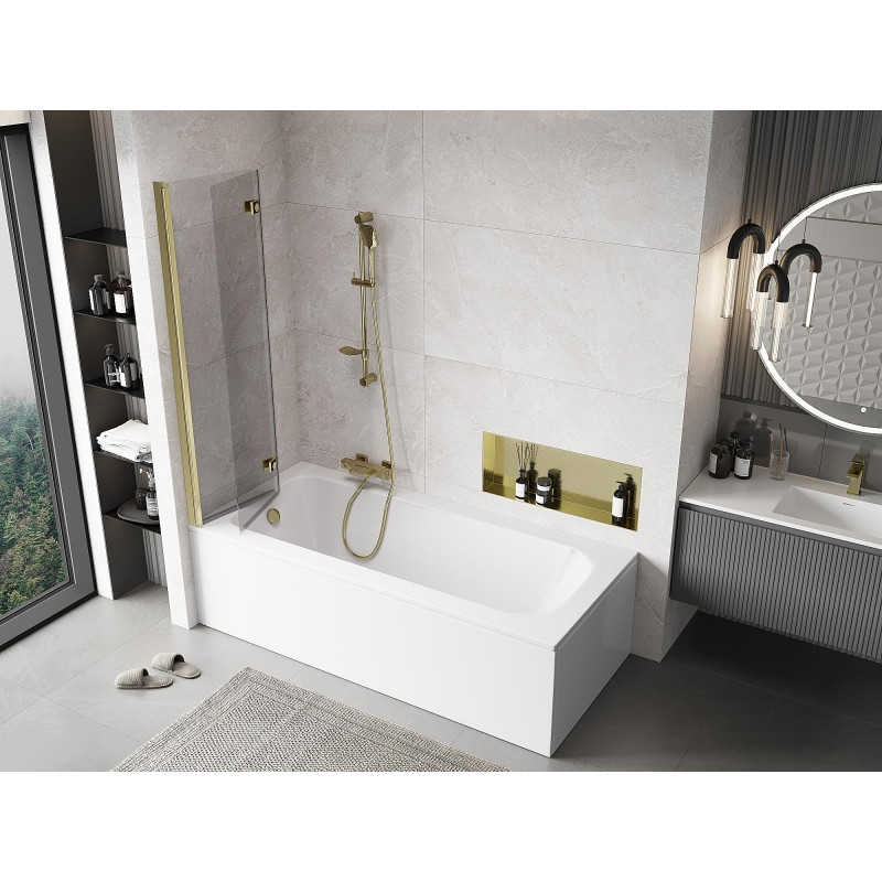 Mexen Mist 2-panel left shower screen 90 x 150 cm, transparent, gold - 8A9-090-002-50-00-L