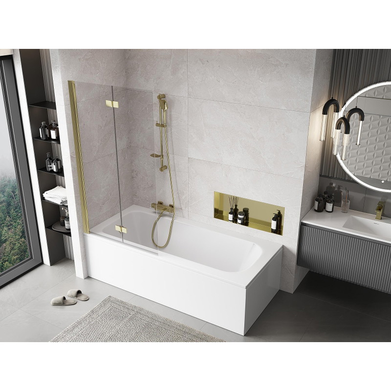 Mexen Mist 2-panel left shower screen 90 x 150 cm, transparent, gold - 8A9-090-002-50-00-L