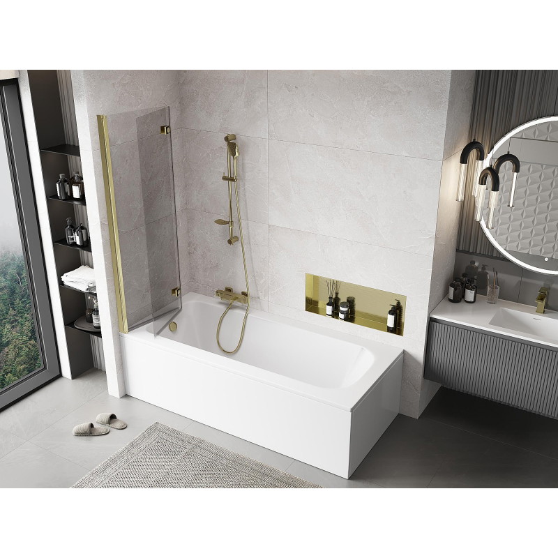 Mexen Mist paravan za kadu s 2 krila, lijevi 100 x 150 cm, proziran, zlatni - 8A9-100-002-50-00-L