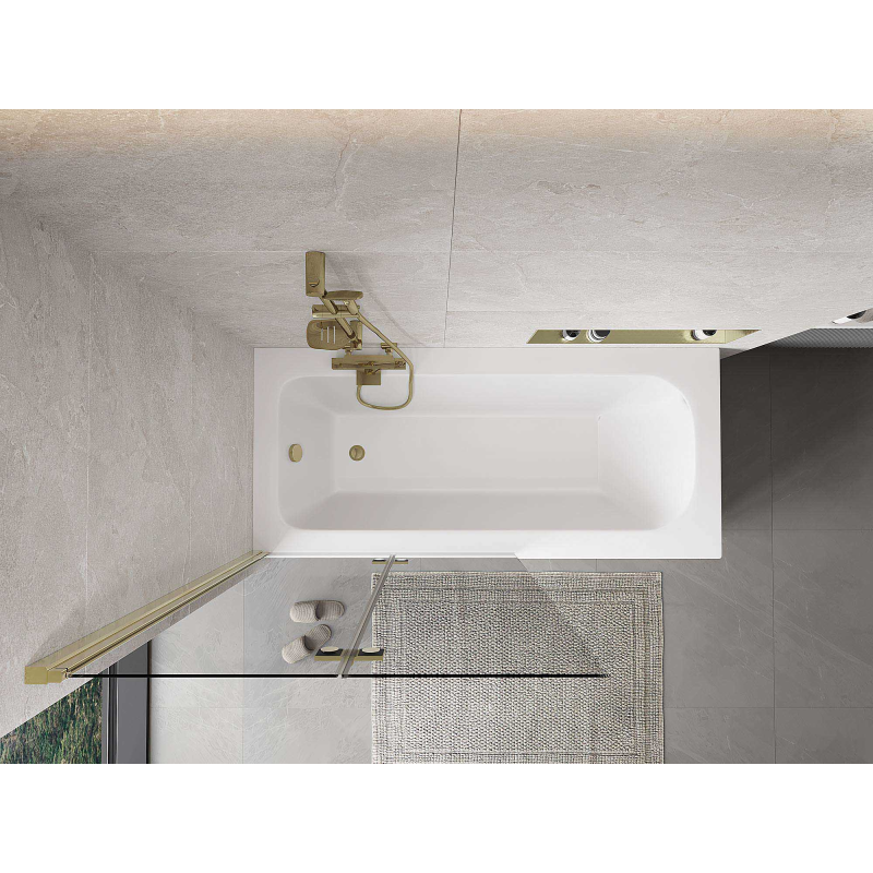 Mexen Mist δίφυλλη αριστερή καμπίνα ντους 100 x 150 cm, διάφανη, χρυσή