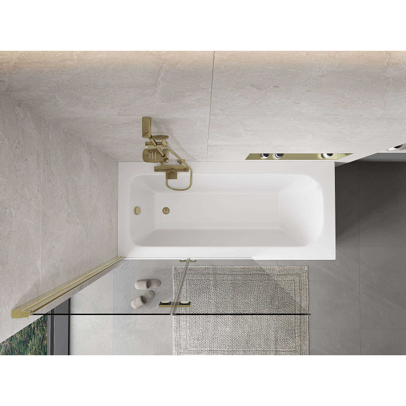 Mexen Mist badwand 2-delig links 110 x 150 cm, transparant, goud - 8A9-110-002-50-00-L