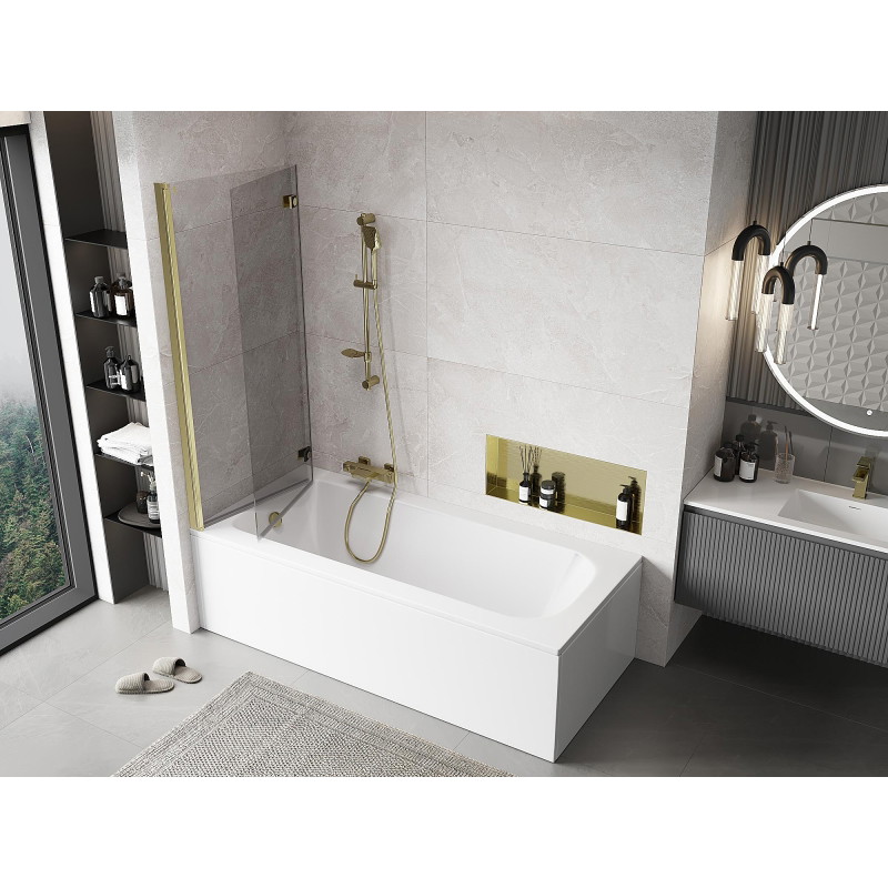 Mexen Mist shower screen 2-wing left 130 x 150 cm, transparent, gold - 8A9-130-002-50-00-L