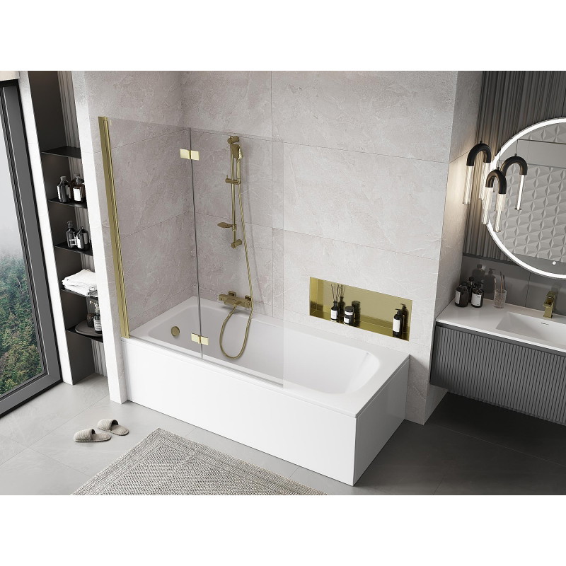 Mexen Mist shower screen 2-wing left 130 x 150 cm, transparent, gold - 8A9-130-002-50-00-L