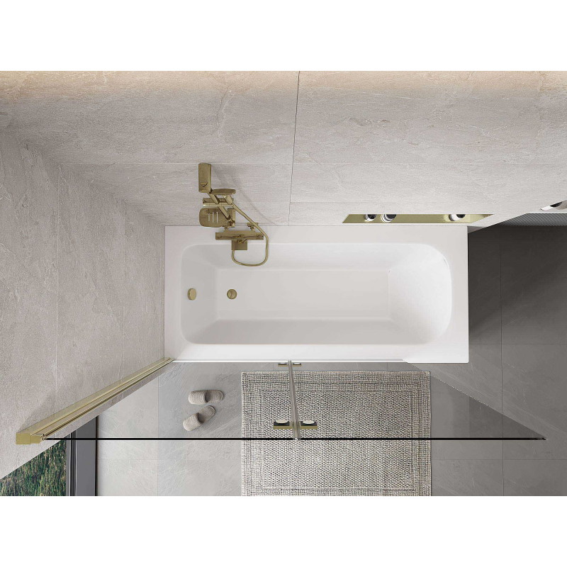 Mexen Mist two-panel left shower screen 140 x 150 cm, transparent, gold - 8A9-140-002-50-00-L