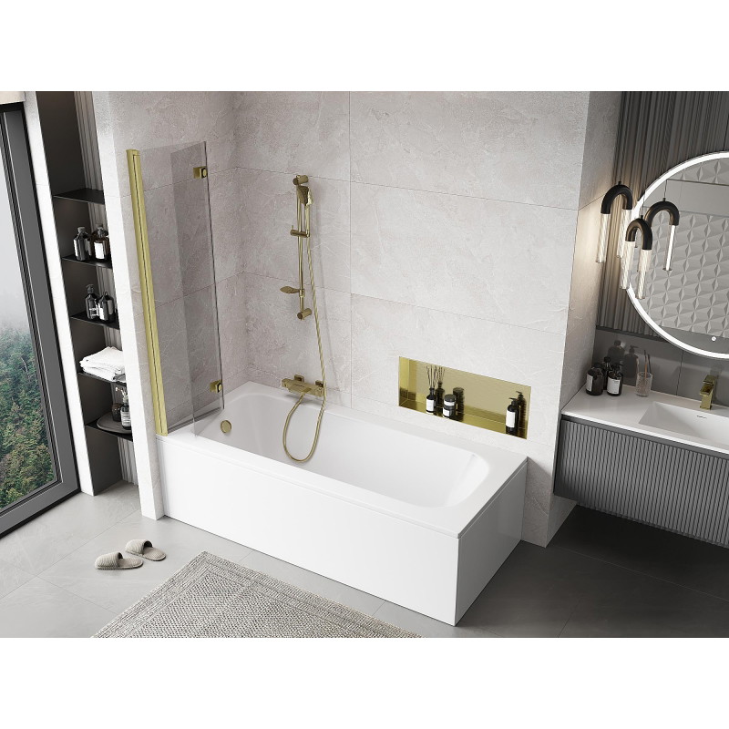 Mexen Mist 2-panel left shower screen 80 x 150 cm, transparent, brushed gold - 8A9-080-002-55-00-L