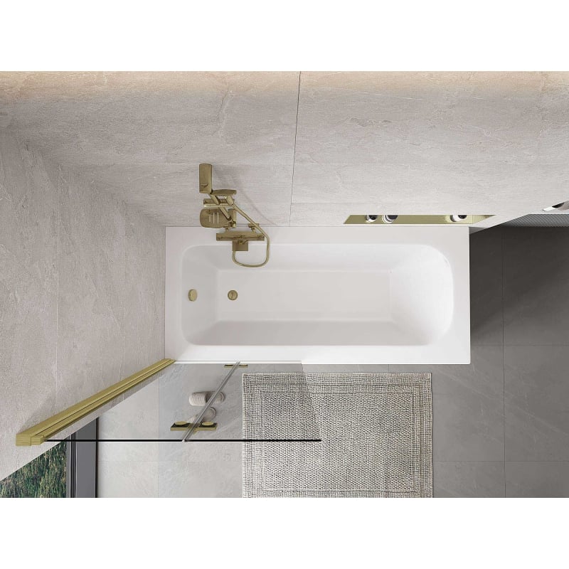 Mexen Mist 2-panel left shower screen 80 x 150 cm, transparent, brushed gold - 8A9-080-002-55-00-L