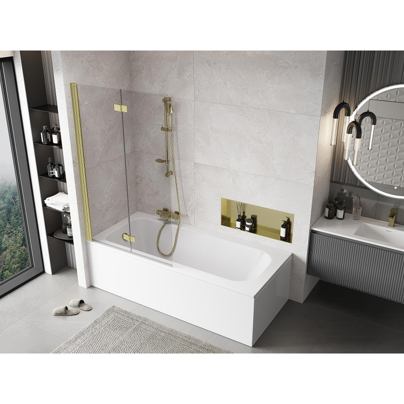 Mexen Mist 2-wing left shower screen 100 x 150 cm, transparent, brushed gold - 8A9-100-002-55-00-L