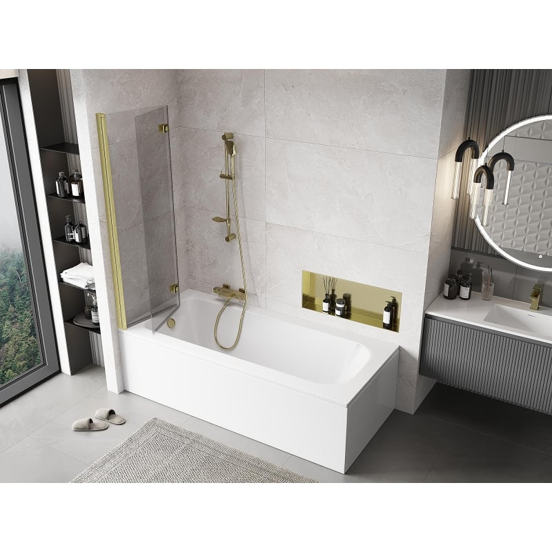 Mexen Mist 2-wing left shower screen 100 x 150 cm, transparent, brushed gold - 8A9-100-002-55-00-L