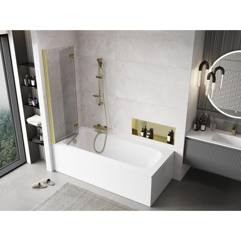 Mexen Mist pare-douche 2 volets gauche 100 x 150 cm, transparent, or brossé - 8A9-100-002-55-00-L