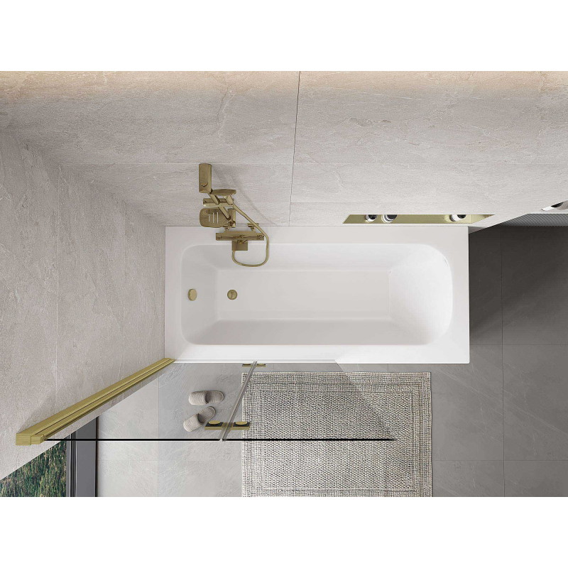 Mexen Mist 2-wing left shower screen 100 x 150 cm, transparent, brushed gold - 8A9-100-002-55-00-L
