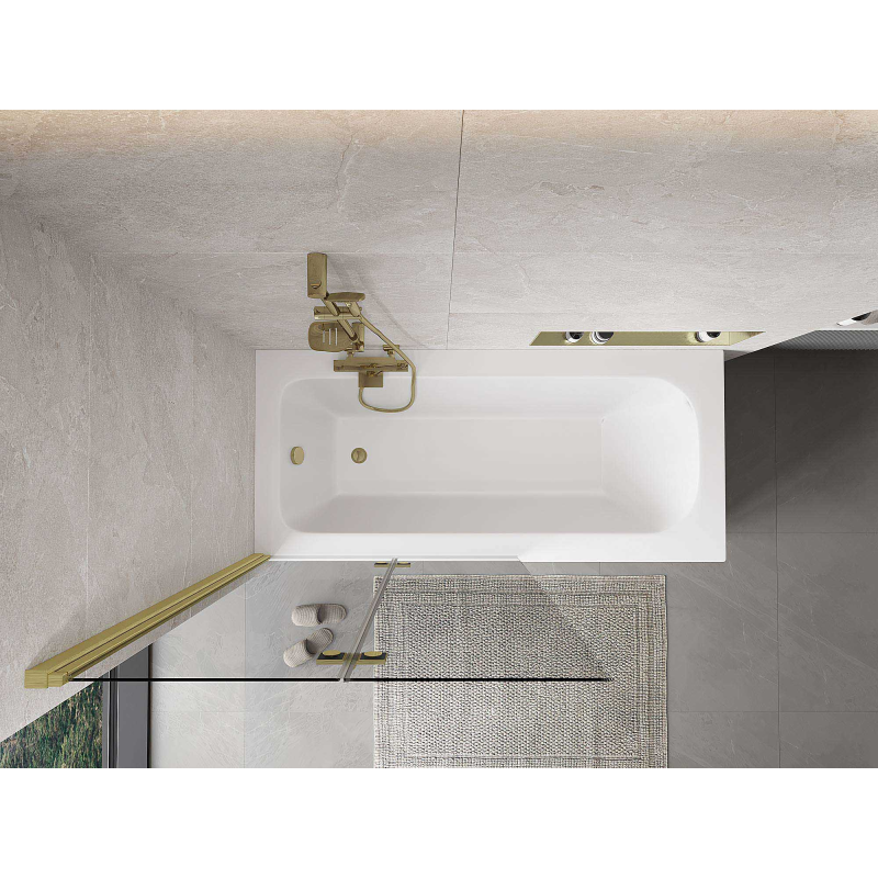 Mexen Mist douchescherm 2-deurs links 100 x 150 cm, transparant, geborsteld goud - 8A9-100-002-55-00-L