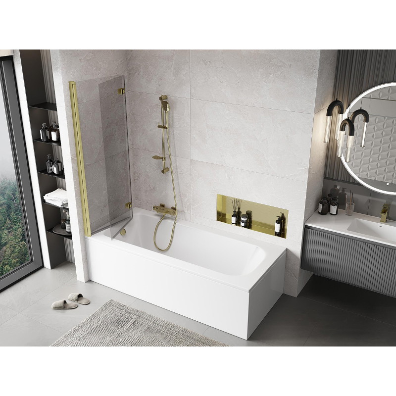 Mexen Mist 2-panel left shower screen 110 x 150 cm, transparent, brushed gold - 8A9-110-002-55-00-L
