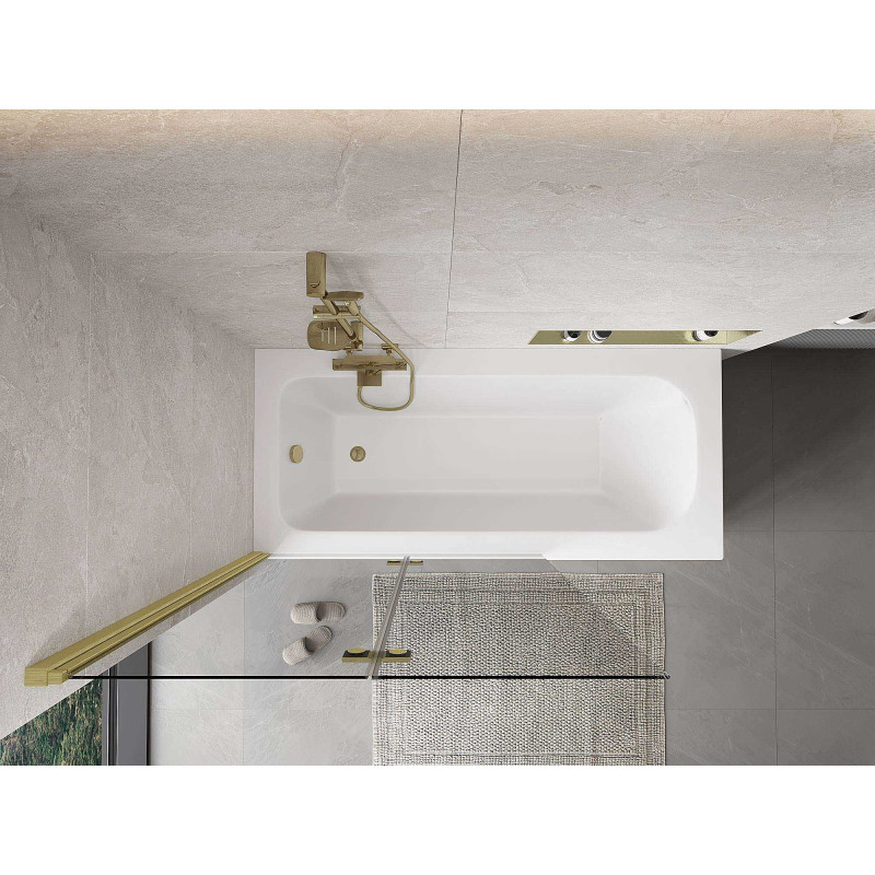 Mexen Mist 2-panel left shower screen 110 x 150 cm, transparent, brushed gold - 8A9-110-002-55-00-L