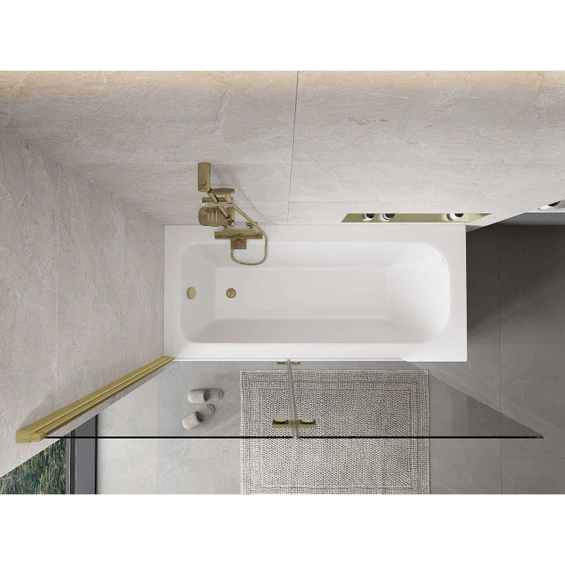 Mexen Mist paravan za kadu s 2 krila lijevi 140 x 150 cm, proziran, zlatni mat - 8A9-140-002-55-00-L