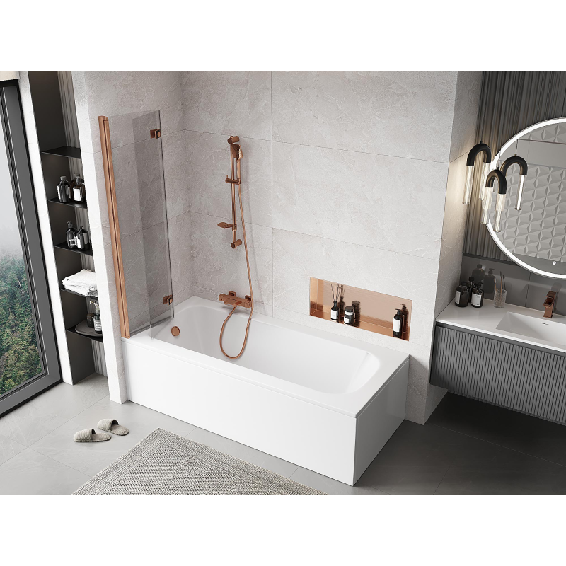 Mexen Mist paroi de douche 2 volets gauche 80 x 150 cm, transparent, cuivre brossé - 8A9-080-002-65-00-L