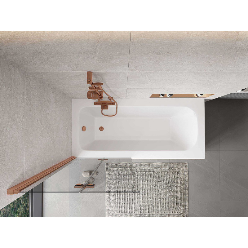 Mexen Mist 2-Panel Shower Screen Left 80 x 150 cm, Transparent, Brushed Copper - 8A9-080-002-65-00-L