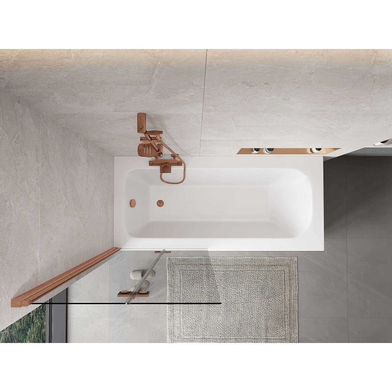 Mexen Mist mampara de baño de 2 hojas a la izquierda 80 x 150 cm, transparente, cobre cepillado - 8A9-080-002-65-00-L