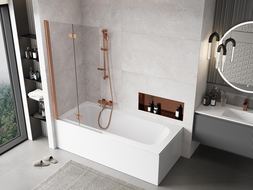 Mexen Mist pare-douche à 2 volets gauche 90 x 150 cm, transparent, cuivre brossé - 8A9-090-002-65-00-L