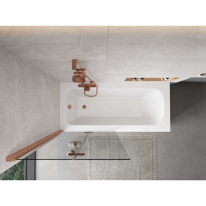 Mexen Mist paravento per vasca da bagno 2 ante sinistre 90 x 150 cm, trasparente, rame spazzolato - 8A9-090-002-65-00-L