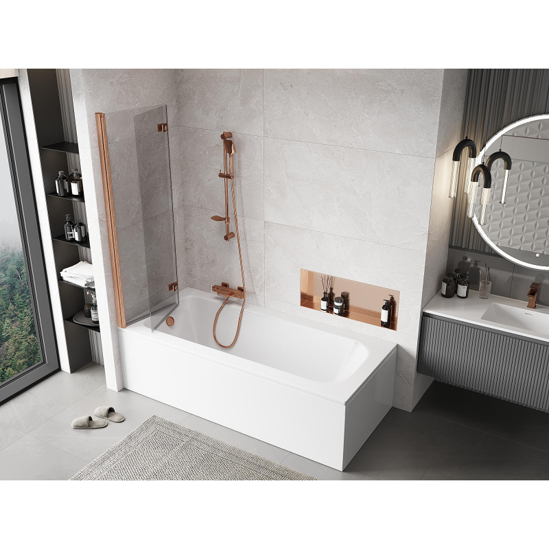 Mexen Mist δίφυλλη αριστερή παραβάν μπανιέρας 100 x 150 cm, διάφανη,