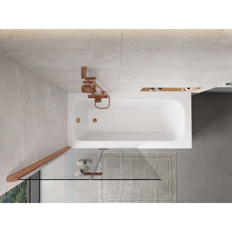 Mexen Mist shower screen 2-wing left 100 x 150 cm, transparent, brushed copper - 8A9-100-002-65-00-L
