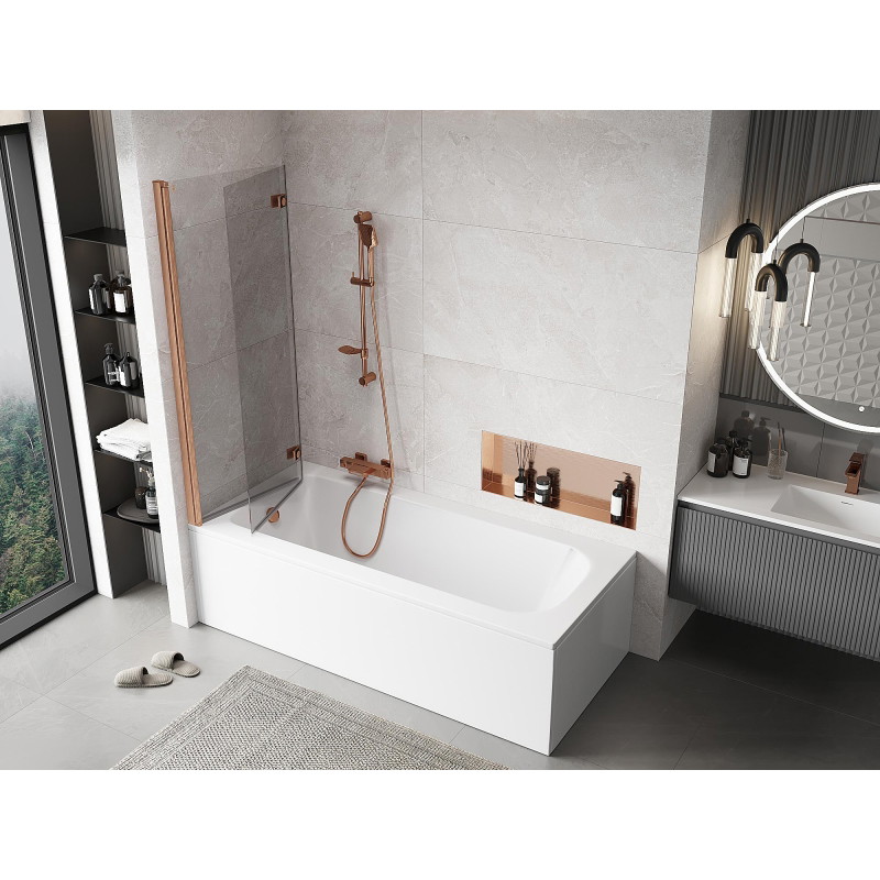 Mexen Mist 2-wing left shower screen 120 x 150 cm, transparent, brushed copper - 8A9-120-002-65-00-L