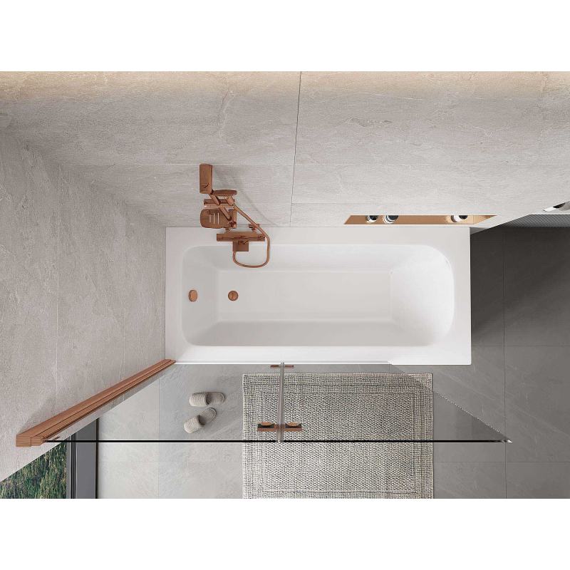 Mexen Mist paroi de douche à 2 volets gauche 130 x 150 cm, transparent, cuivre brossé - 8A9-130-002-65-00-L