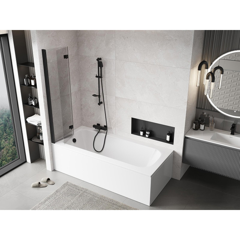 Mexen Mist 2-panel left shower screen 80 x 150 cm, transparent, black - 8A9-080-002-70-00-L