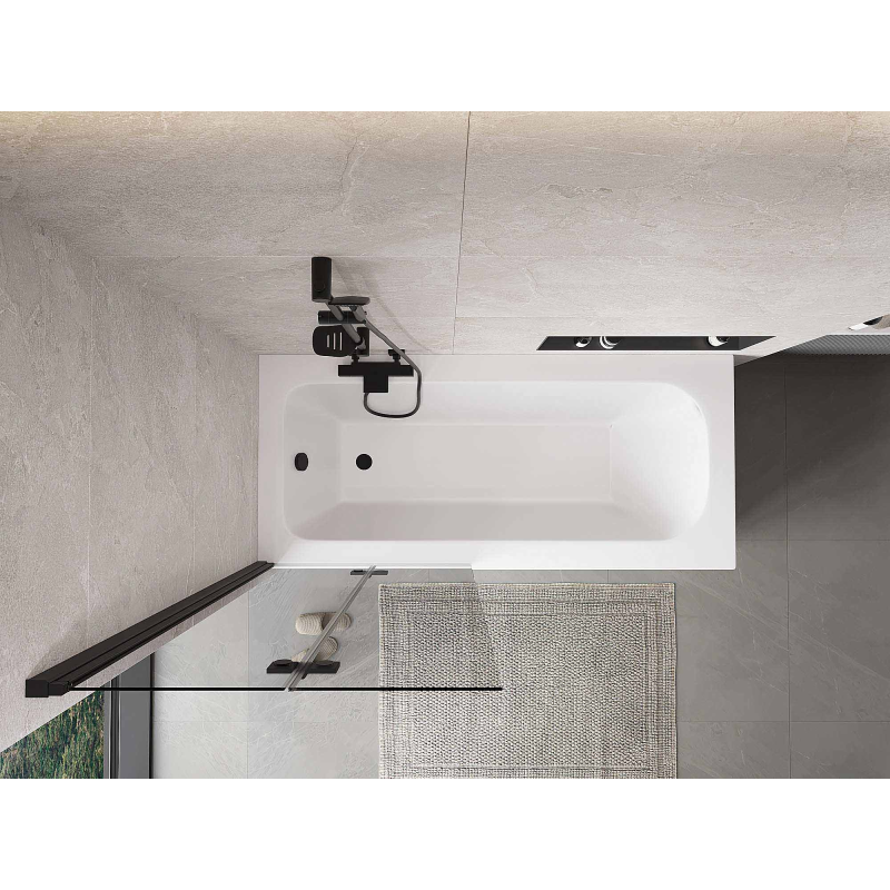 Mexen Mist paravento per vasca da bagno 2 ante sinistro 80 x 150 cm, trasparente, nero - 8A9-080-002-70-00-L