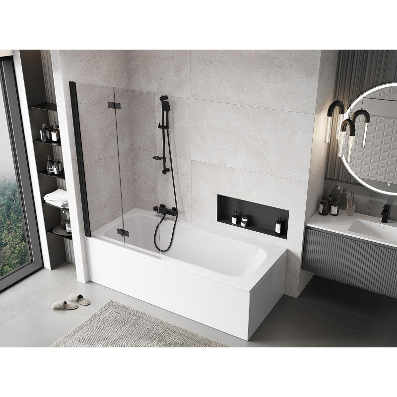 Mexen Mist 2-panel left shower screen 90 x 150 cm, transparent, black - 8A9-090-002-70-00-L