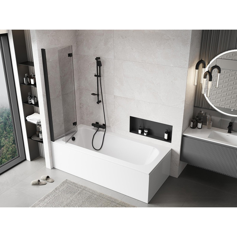 Mexen Mist 2-panel left shower screen 100 x 150 cm, transparent, black - 8A9-100-002-70-00-L
