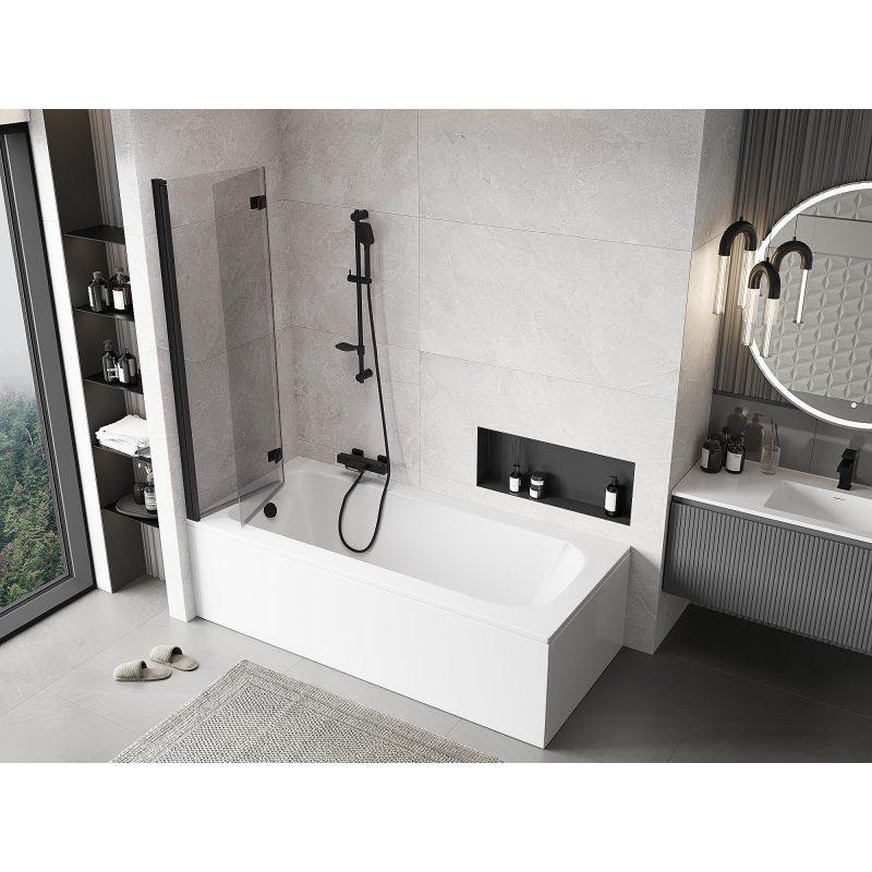 Mexen Mist paroi de douche à deux volets gauche 100 x 150 cm, transparent, noir - 8A9-100-002-70-00-L