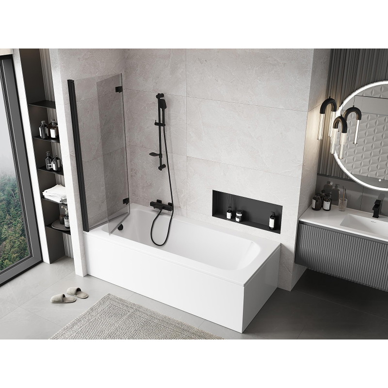 Mexen Mist 2-panel left shower screen 110 x 150 cm, transparent, black - 8A9-110-002-70-00-L